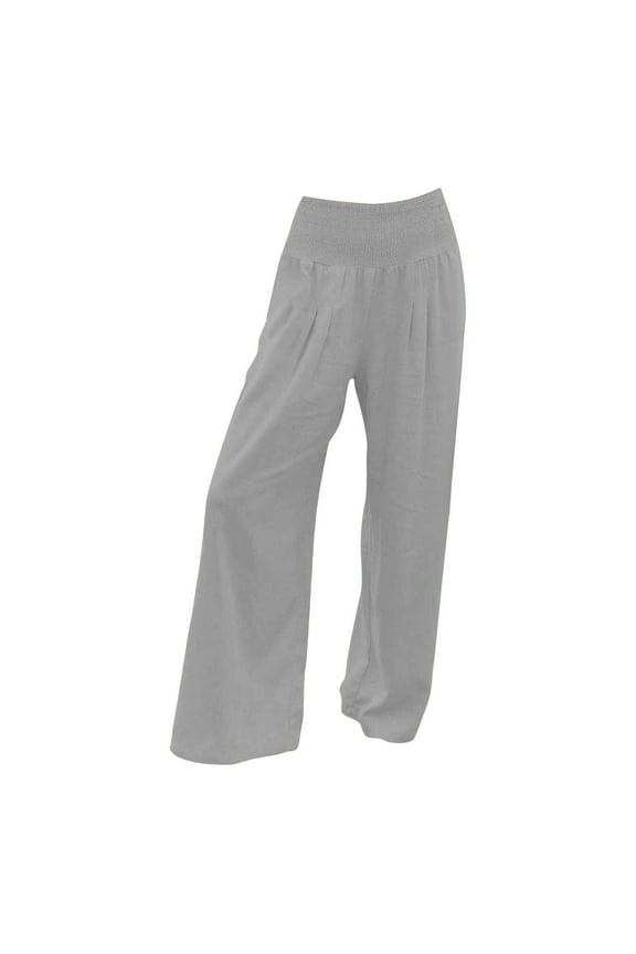 Summer Pants for Women Spring And Summer Solid Printed Casual Wide Leg And Linen Explosion Loose Trousers Female Business Casual Stretch Pants Women Work Stretch The Pretty Dress Petite Grey M