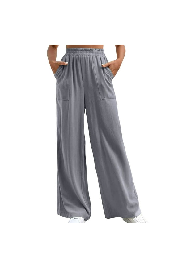 Summer Pants for Women Straight Leg Loose Fitting Sports Casual Trousers Mid Rise Solid Color Wide Leg Trousers Loose Drawstring Pants Women Dressy Sweats Seersucker Maternity Sequin Pant Grey XL