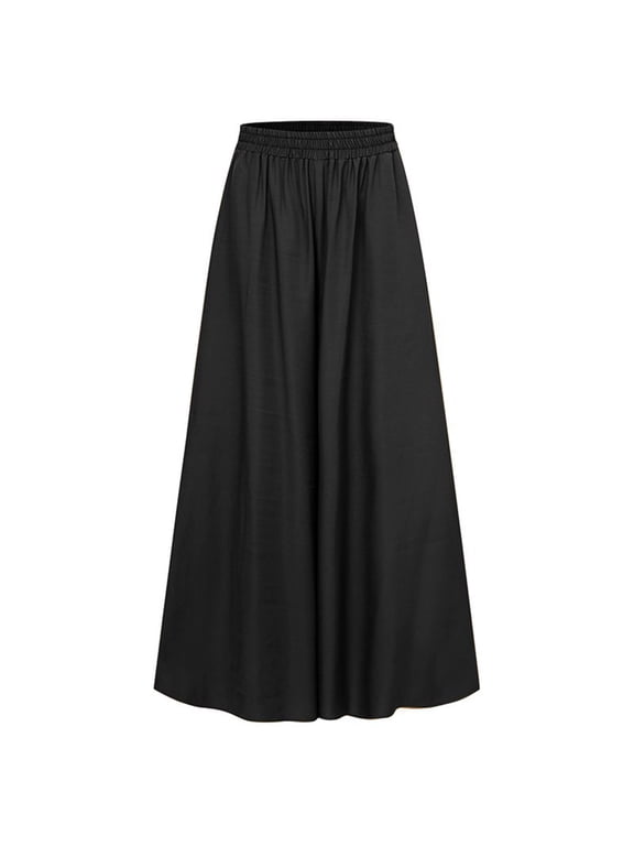 Summer Pants for Women Summer New Loose Large Elastic Waist Wide Leg Pants Large Swing Beach Casual Business Bottoms for Women Smart Skin Workout Apparel Womens Active Leg Pack Flare Yoga Black 2XL
