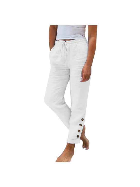 Summer Pants for Women Tall Yoga Leggings Women Casual Pant Suits Large Yoga Womens Petite Sweatpants Lady Casual Nylon Travel Pants for Pajama with Pockets Extra Long Dress Tall White S