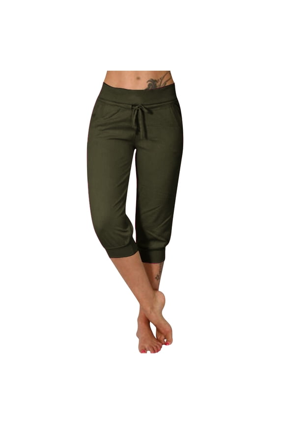 Summer Pants for Women Trouser Chino Women's Casual Fashion Short Pants Solid Womens Summer Lightweight Dress Big And Tall Midsize Fashion Women Woman's Premise Womens Pant Junior Clothes Green XL