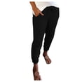 thumbnail image 1 of Summer Pants for Women Trousers Summer Bottoms With Pockets Trousers Drawstring Long Pant Fashionable Pants for Women Trendy Wardrobe Petite Indoor Soccer Baggy Black 3XL, 1 of 4