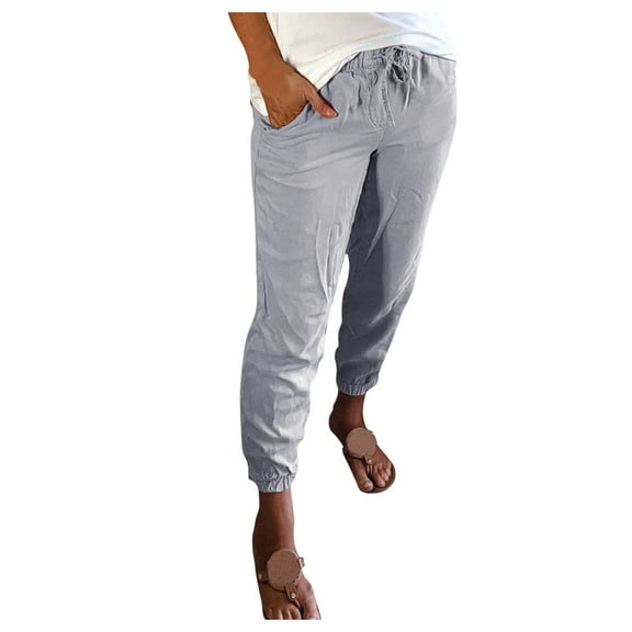 Summer Pants for Women Trousers Summer Bottoms With Pockets Trousers Drawstring Long Pant Fashionable Pants for Women Trendy Wardrobe Petite Indoor Soccer Baggy Grey 3XL