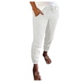 thumbnail image 1 of Summer Pants for Women Trousers Summer Bottoms With Pockets Trousers Drawstring Long Pant Fashionable Pants for Women Trendy Wardrobe Petite Indoor Soccer Baggy White L, 1 of 4