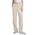 thumbnail image 1 of Summer Pants for Women Wide Leg Pants High Elasticity Straight Leg Suit Casual Womens Pantsuits for Business Elastic Waist Women plus Size Running Work Dark Dress Beige L, 1 of 4
