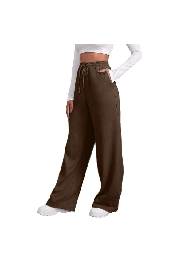 Summer Pants Women Windbreaker Pants Women Track Sweatpants up for Work Casual plus Size Casual Fashion for Work Plaid Jogging Summer Brown M