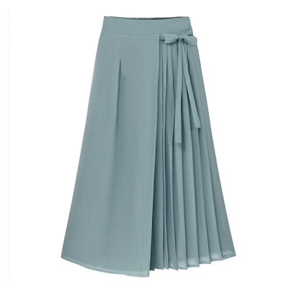 Summer Pants for Women pleated chiffon trousers large size elastic waist casual pants pant skirt Womens Casual plus Size High Waist Pant Outfit Dressy Leggings for Women Work Teal Tracksuit Blue XL