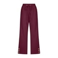 thumbnail image 1 of Summer Pants for Women 2025, Audhol Women's Solid Color Strap Button Summer Candy Casual Capris Capri Sweatpants for Women Wine S, 1 of 4