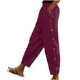 thumbnail image 1 of Husipze Summer Pants for Women Casual Lightweight Drawstring Capri Pants with Pockets Cotton Linen Cropped Pants for Women Hot Pink M, 1 of 7