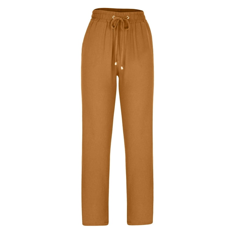 Summer Pants for Women Casual Loose Fit Cotton Linen Pant Soft
