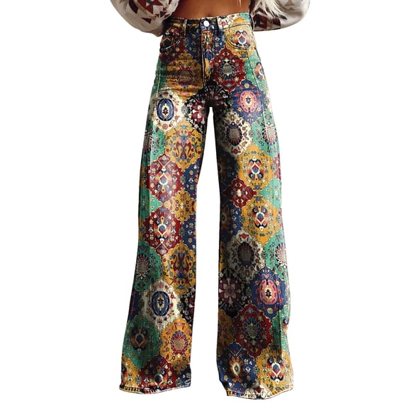 Summer Pants for Women Flower Print Casual Wide Leg Pants Womens Pants Casual & Wide Leg