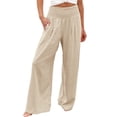 thumbnail image 1 of Summer Pants for Women High Waist Wide Leg Pants Elastic Waist Loose Comfy Casual Pants Pockets Womens Pants Casual & Wide Leg, 1 of 4