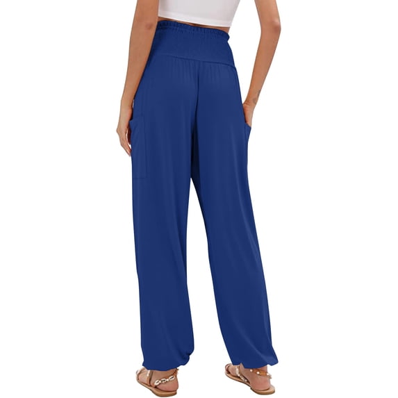 Summer Pants for Women Leopard Print Wide Leg Elastic Waist Loose Casual Pants Womens Pants Casual & Wide Leg