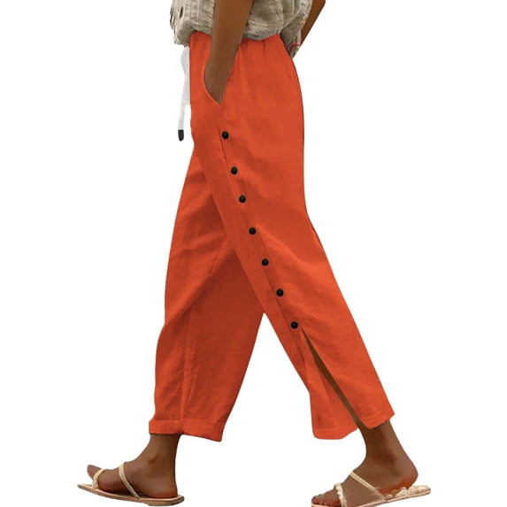 Summer Pants for Women Pocket Casual Loose Comfortable Cotton Linen Casual Pants Womens Pants Casual & Wide Leg