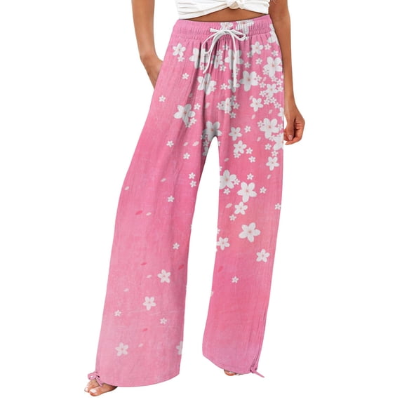 Summer Pants for Women Retro Printed Fashionable Loose Pants High Waisted Casual Pants Wide Leg Pants Womens Pants Casual & Wide Leg