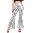 thumbnail image 1 of Summer Pants for Women Sexy Sequined Shiny High Waist Flare Pants Nightclub Trousers Womens Pants Casual & Wide Leg, 1 of 4