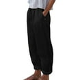 thumbnail image 1 of Summer Pants for Women Summer Solid Casual Ankle Pants Elastic Waist Breathable Lightweight Pants with Button Linen Pants Women Wide Leg Black S, 1 of 6