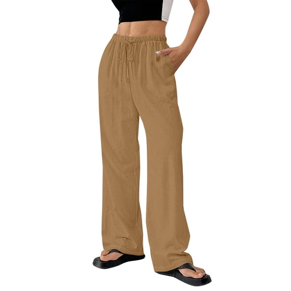 Summer Pants for Women Thin Solid Color Cotton And Linen Pocket Pants Casual Pants Womens Pants Casual & Wide Leg