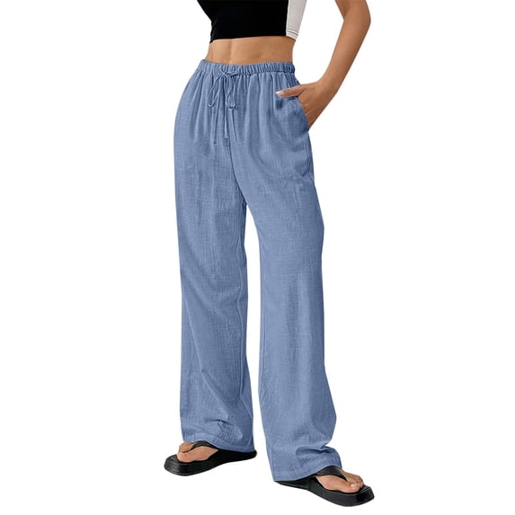 Summer Pants for Women Thin Solid Color Cotton And Linen Pocket Pants Casual Pants Womens Pants Casual & Wide Leg