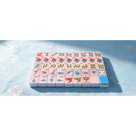 Summer Paradise Floating American Mahjong Set, 160 Tiles, Pink and Blue