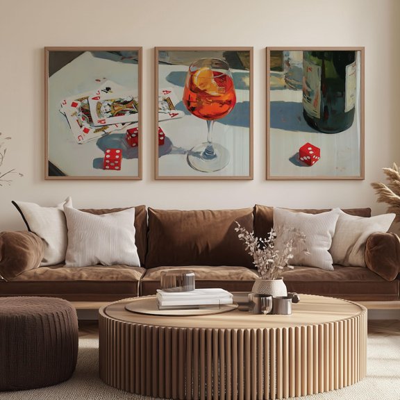 Summer Party Aperol Spritz Bar Cart Trendy Wall Art Poster Set 3 Unframed Paper Print 8x12