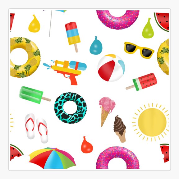 Summer Party Beach Fun Art Vinyl Decal Sticker