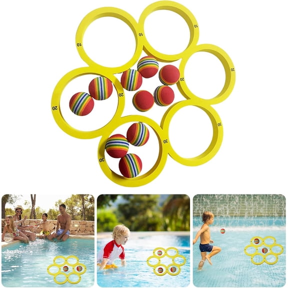Summer Party Favors Toy, Interactive Floating Pool Game Set With 10 Colorful Tossing Balls, Popular Pool Party Games, Lightweight Pool Toys For Family And Friends Summer Entertainment
