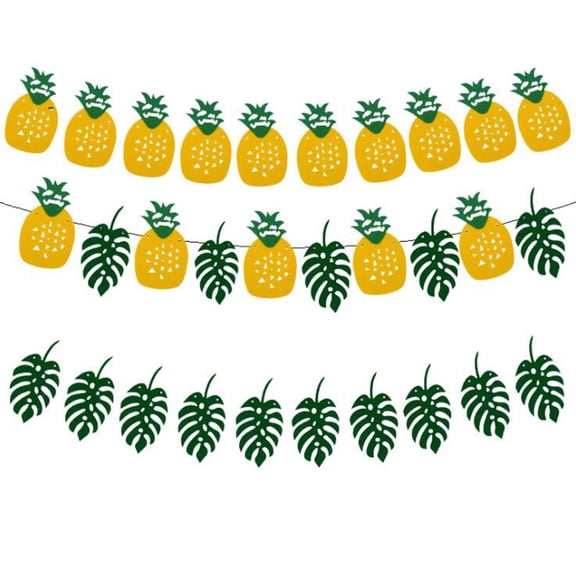 Summer Party Hawaii Palm Tree Party Pineapple Film Balloons Decoration Set 16'', Banner Pulling Balloon