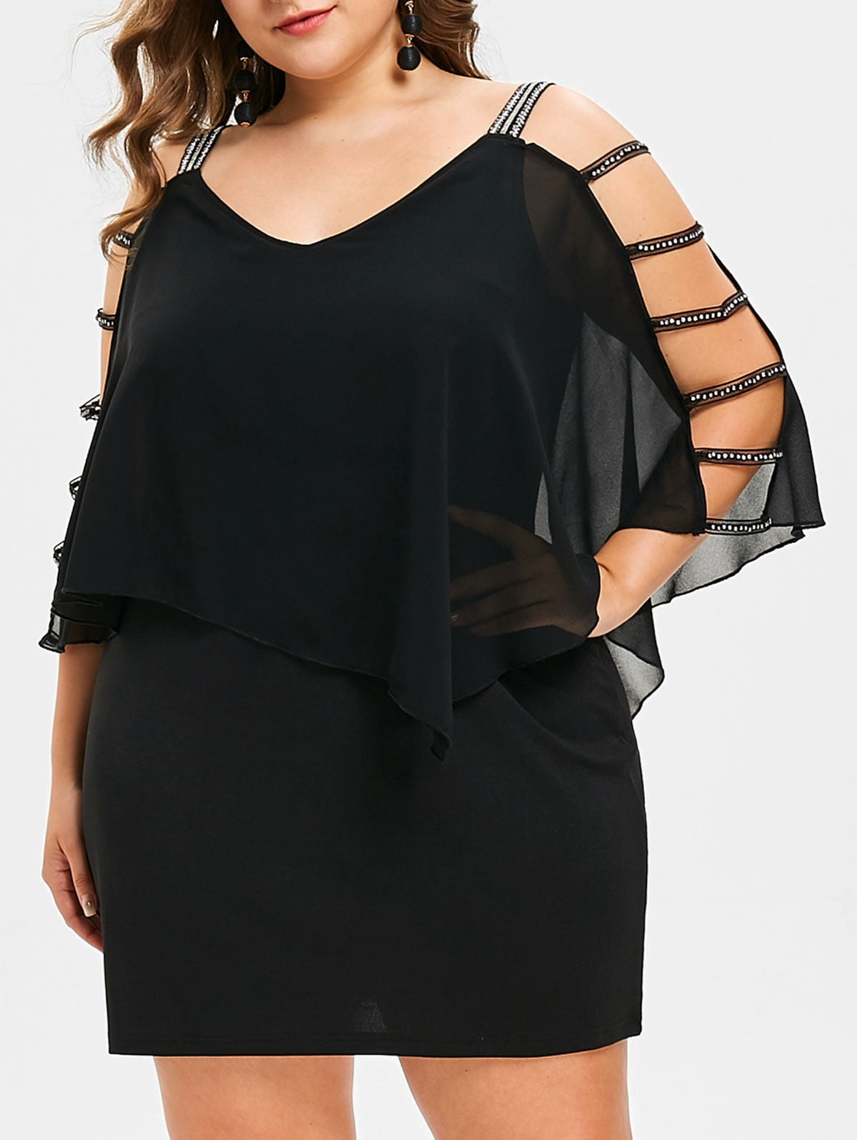 Summer Party Plus Size Dresses Ladder Cut Cape Dress For Women Plus Size Walmart
