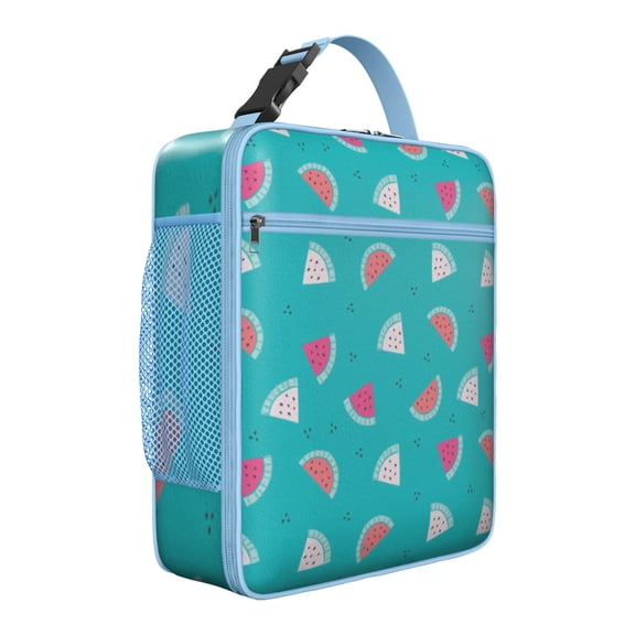 Summer Party Watermelon Lunch Tote – Cute Tropical Fruit Pattern Insulated Cooler Bag with Sunshine and Geometric Prints, Waterproof Bento Box for Outdoor Fun