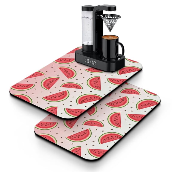 Summer Party Watermelon Print Dish Drying Mat, Fresh Tropical Fruit Lover Kitchen Mat