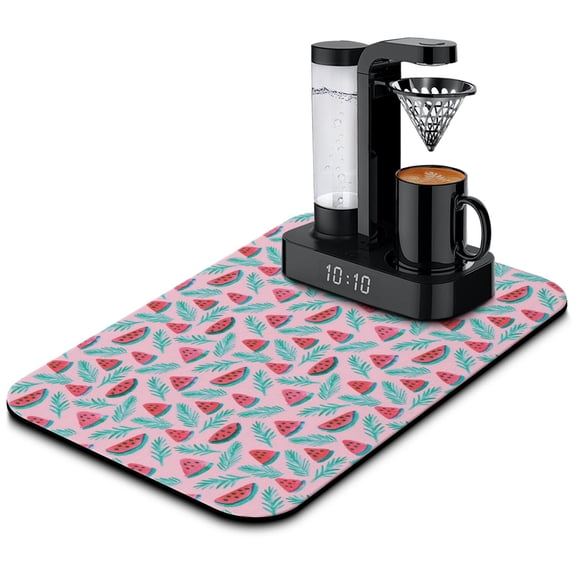 Summer Party Watermelon Print Dish Drying Mat, Fresh Tropical Fruit Lover Kitchen Mat
