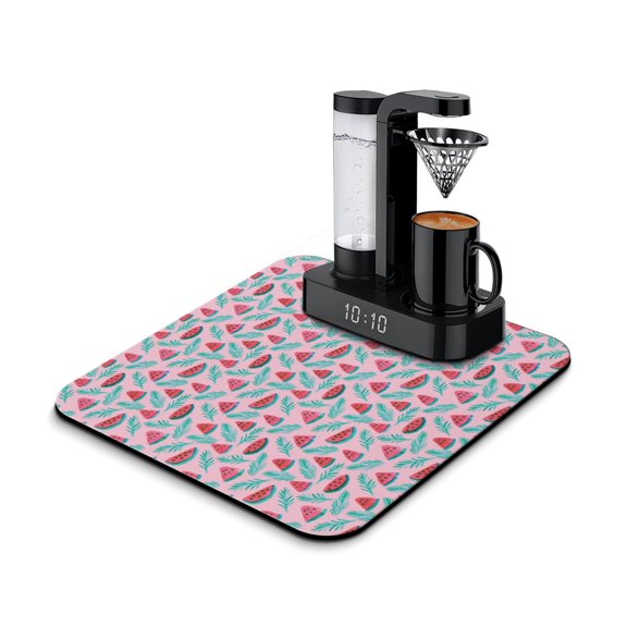Summer Party Watermelon Print Dish Drying Mat, Fresh Tropical Fruit Lover Kitchen Mat