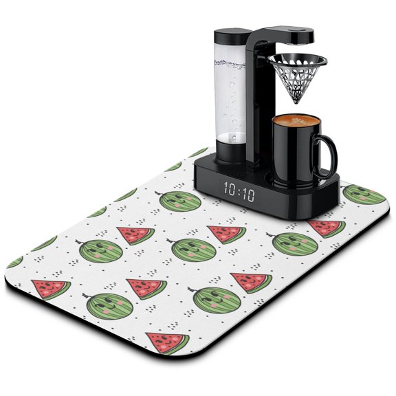 Summer Party Watermelon Print Dish Drying Mat, Fresh Tropical Fruit Lover Kitchen Mat