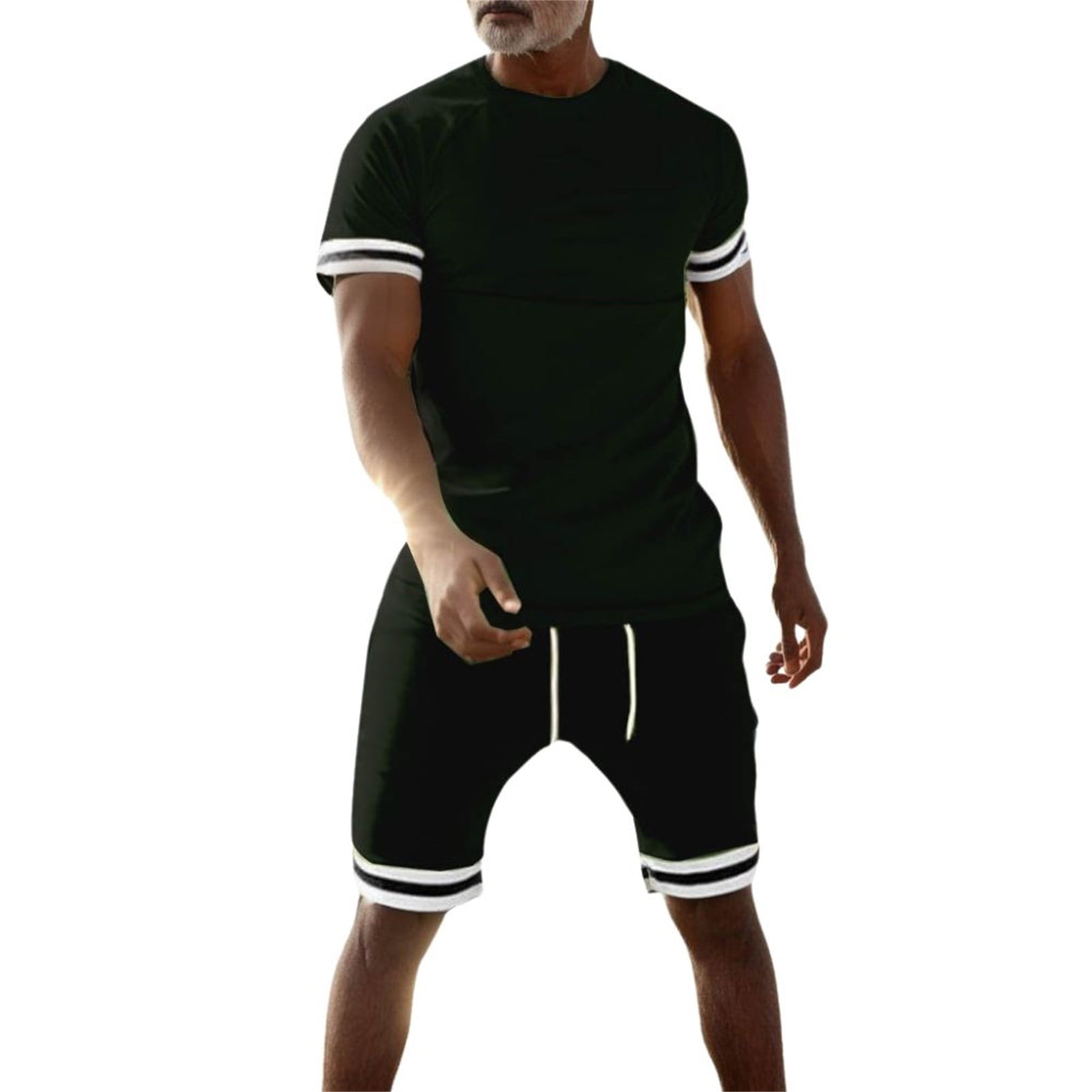 Summer Patchwork 2Piece Men’s Shirts Sleeve Beach & Sets Short Shorts