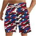 thumbnail image 1 of Summer Patriotic Shorts for Men Independence Day Bermuda Shorts Usa Flag Star Sweatpants Lace-Up Elastic Waist Beach Shorts Athletic-Fit Pants with Pockets, 1 of 4