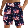 thumbnail image 1 of Summer Patriotic Shorts for Men Independence Day Bermuda Shorts Usa Flag Star Sweatpants Lace-Up Elastic Waist Beach Shorts Athletic-Fit Pants with Pockets, 1 of 4