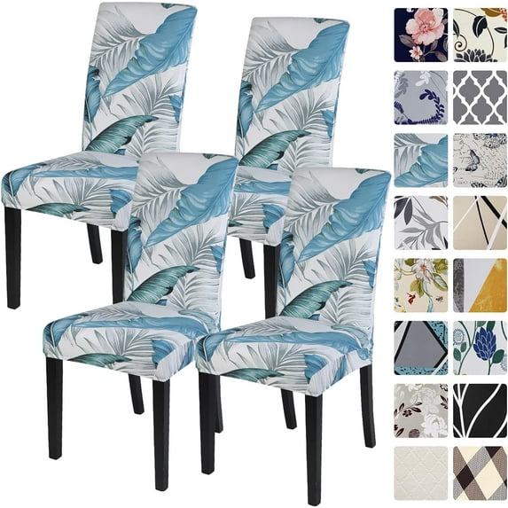 Summer Pattern Chair Covers for Dining Room Set of 4, Stretch Kitchen Chair Covers Washable Parsons Chair Slipcover Removable Dining Chair Protectors for Hotel,Ceremony,Banquet