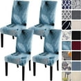thumbnail image 1 of Summer Pattern Dining Room Chair Covers Set of 4, Stretch Printed Parsons Chair Slipcovers Spandex Removable Washable Kitchen Chair Protector Cover for Dining Room, Hotel, Ceremony (Blue), 1 of 6