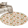 thumbnail image 1 of Summer Peach Large Area Rugs for Bedroom Living Room, Soft Non Slip Carpet Bedside Rug, Tropical Fruit Rustic Flowers Watercolor Round Floor Cover Kitchen Accent Rug 3' for Dining Room/Office, 1 of 9