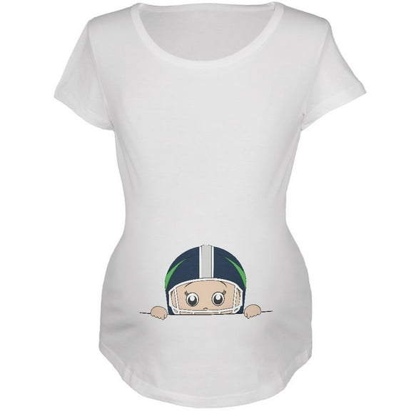 Summer Peeking Baby Football Player White Maternity Soft T-Shirt - Small
