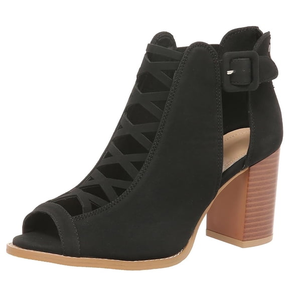 Summer Peep Toe Heels Sandals for Women Block Chunky Heeled Sandals Ladies Cutout Dress Shoes with Back Zipper Ankle Booties