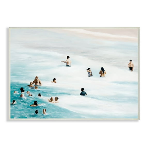 Summer People Swimming Waves Beach Water Landscape 15 in x 10 in Framed Painting Art Prints, by Stupell Home Décor