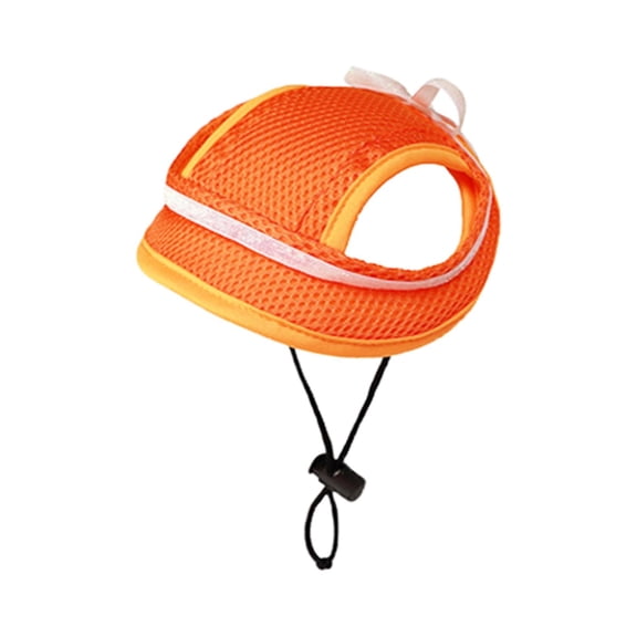 Summer Pet Hat Breathable Sunshade Bow Ear Leakage Design Cat Dog Supplies Orange 9 cm