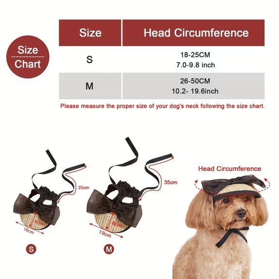 Summer Pet Sunshade Hat - Adjustable Elastic Fashionable Lace Bow Hat for Dogs and Cats