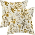 thumbnail image 1 of Summer Pillow Covers 16x16 Inch Set of 2,Mustard Yellow Wild Flower Plant Throw Pillows Case,Seasonal Floral Outdoor Decorative Square Linen Farmhouse Decor Cushion Covers for Home Couch, 1 of 6