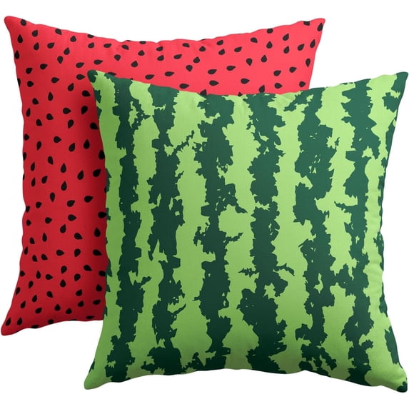 Summer Pillow Covers 16x16 Inch Set of 2 Watermelon Decorative Throw Pillows Green Red Pillow Cases Farmhouse Home Decor for Cushion Couch Sofa Outdoor