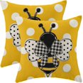 thumbnail image 1 of Summer Pillow Covers 16x16 Set of 2, Bee Polka Dots Decorative Yellow Throw Pillow Covers Linen Cute Farmhouse Cushion Pillow Covers for Sofa Couch Outdoor Decor, 1 of 6