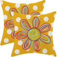 thumbnail image 1 of Summer Pillow Covers 18 X 18 Inch Set of 2, Polka Dot Yellow Watercolor Flower Decor Throw Pillow Covers Farmhouse Boho Outdoor Decorative Pillowcase for Couch Home Sofa Living Room, 1 of 6