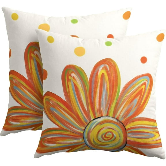 Summer Pillow Covers 18x18 Inch Hello Sunshine Floral Polka Dots Outdoor Throw Pillows Set of 2 Rustic Farmhouse Seasonal Holiday Pillowcases for Couch Home Decor
